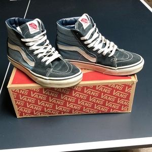 Vans hi-top Old Skool Dark / Light blue. Canvas & suede mens 6 / womens 7.5.